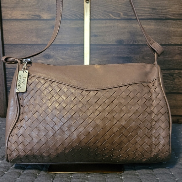Four Seasons Handbags Handbags - Four Seasons Handbags Women's Crossbody Brown Woven Leather Purse